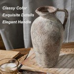 Boho Rustic Ceramic Vase with Handle - Gray