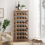 Solid Wood 28-Bottle Free Standing Wine Rack