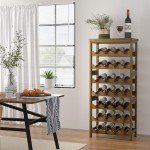 Solid Wood 28-Bottle Free Standing Wine Rack
