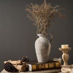 Boho Rustic Ceramic Vase with Handle - Gray