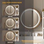 White Makeup Vanity Table with Round Mirror & Lights