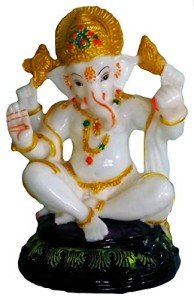 White Resin Lord Ganesh Idol Statue - 11 cm