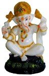White Resin Lord Ganesh Idol Statue - 11 cm