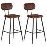 Vintage Style Leather Bar Chairs – Set of 2