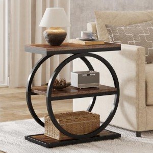 Tribesigns Slim End Table with 3 Storage Shelves