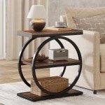 Tribesigns Slim End Table with 3 Storage Shelves