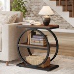 Tribesigns Slim End Table with 3 Storage Shelves