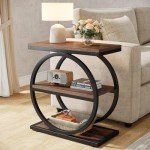 Tribesigns Slim End Table with 3 Storage Shelves