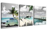 Mint Green Coastal Seascape Canvas Wall Art