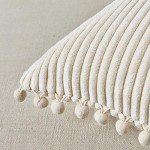 Boho Throw Pillow Covers with Pom-poms - Set of 2