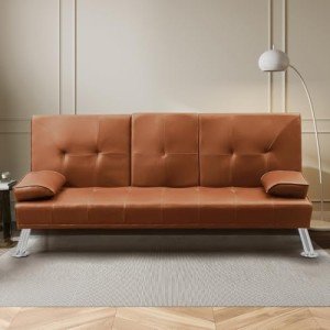 Convertible 3-Seater Sofa Bed with Cup Holders
