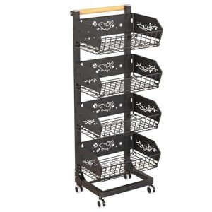 4-Tier Rolling Kitchen Snack Cart with Wheels