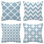 Set of 4 Aqua Blue Hamptons Cushion Covers