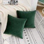 Dark Green Velvet Throw Pillow Covers - Set of 2