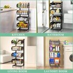 4-Tier Rolling Kitchen Snack Cart with Wheels