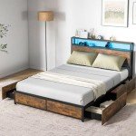 Giantex Queen Bed Frame with LED Lights & Storage
