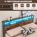 Giantex Queen Bed Frame with LED Lights & Storage