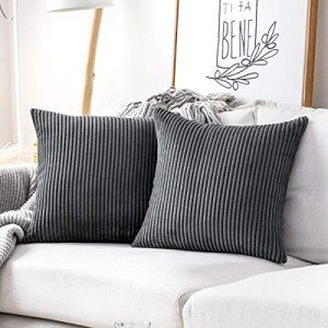 Fluffy Dark Grey Velvet Throw Pillow Covers - 2 Pack