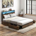 Giantex Queen Bed Frame with LED Lights & Storage