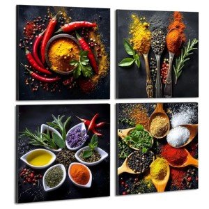 Colorful Spices & Spoon Kitchen Wall Art Set