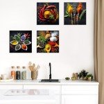 Colorful Spices & Spoon Kitchen Wall Art Set