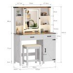 Farmhouse Makeup Vanity Desk with LED Lights