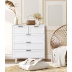 Tall White 5-Drawer Chest of Drawers