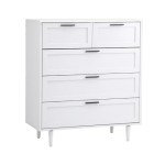 Tall White 5-Drawer Chest of Drawers