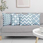 Set of 4 Aqua Blue Hamptons Cushion Covers