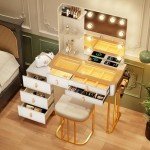Dystler Makeup Vanity Table with Mirror and Lights