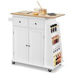Rolling Kitchen Island Cart with Storage and Wheels
