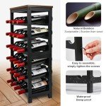 Bamboo 6-Tier Wine Rack with Tabletop Storage