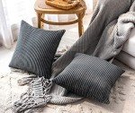 Fluffy Dark Grey Velvet Throw Pillow Covers - 2 Pack