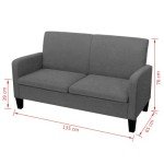 Dark Grey 2-Seater Sofa with Pinewood Frame