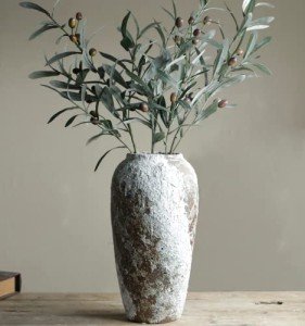 Rustic Ceramic Tall Flower Vase for Home Decor