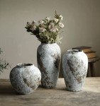Rustic Ceramic Tall Flower Vase for Home Decor
