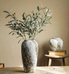 Rustic Ceramic Tall Flower Vase for Home Decor