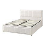OIKITURE White Gas Lift Double Bed Frame