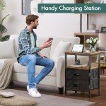 3-Tier Nightstand with Charging Station and Drawers