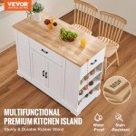 Wood Top Kitchen Island Cart with Storage Cabinet