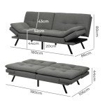 Modern 3-Seater Convertible Sofa Bed - Grey