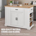 Wood Top Kitchen Island Cart with Storage Cabinet