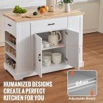 Wood Top Kitchen Island Cart with Storage Cabinet