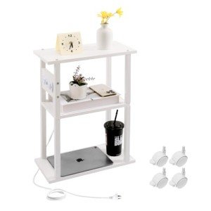 Viviendo Industrial Style End Table with Charging Station