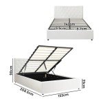 Oikiture White Leather Queen Bed Frame with Storage