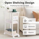 Viviendo Industrial Style End Table with Charging Station