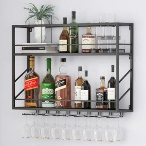 2-Tier Metal Wall Mounted Wine Rack