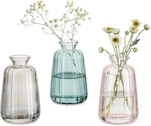 Glass Bud Vases Set of 3 for Home Decor