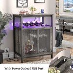 Unikito Black Oak Wine Bar Cabinet with Lights