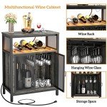 Unikito Black Oak Wine Bar Cabinet with Lights